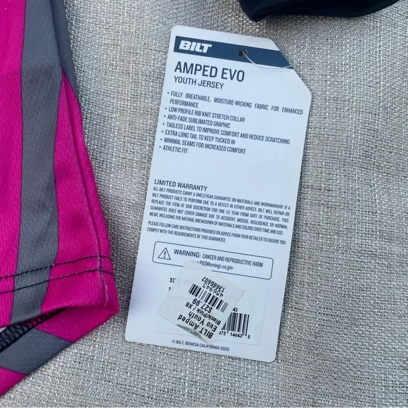 Bilt Youth Amped Evo XS Long Sleeve Dirtbike Jersey Black and Pink - Picture 6 of 6